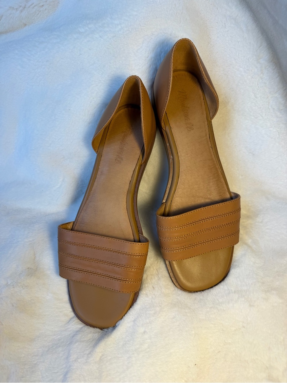 Women's Madewell  Tan Open-Toe D'Orsay Flats Size 10